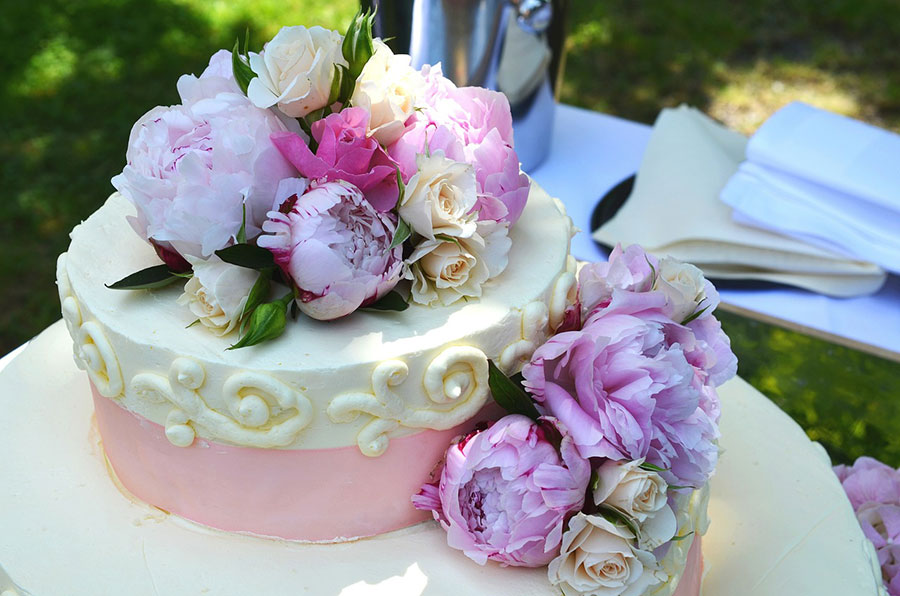 Freshly decorated celebration cake